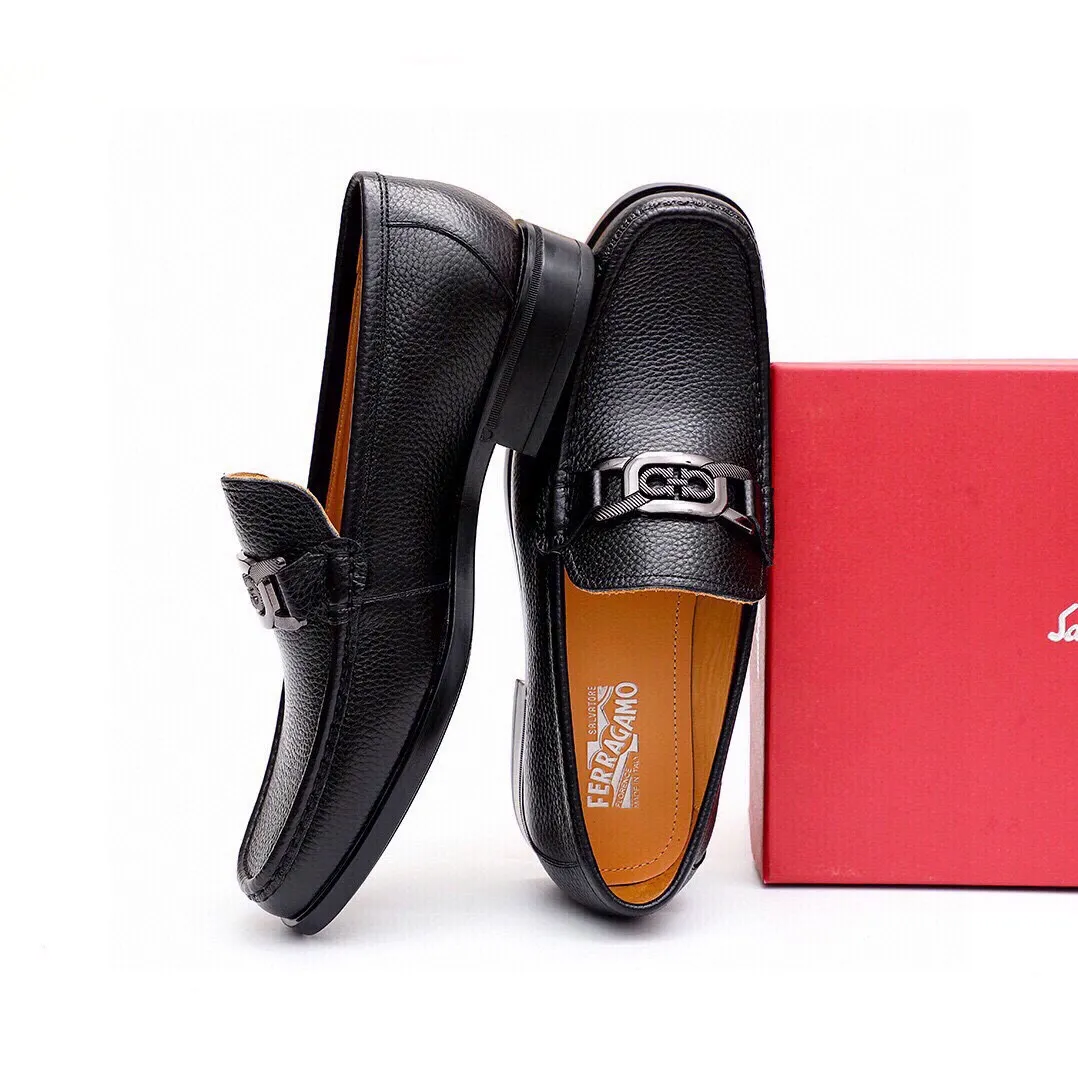 Men's shoes 💰520 💐[Ferragamo/Ferragamo] New 🐲Ferragamo* Ferragamo classic formal leather shoes! It uses imported first-layer pebbled cowhide leather upper + luxurious hardware buckle, and the inner first-layer comfortable cowhide leather lining! Original rubber outsole! Code number 38-44 (45🉑️customized)